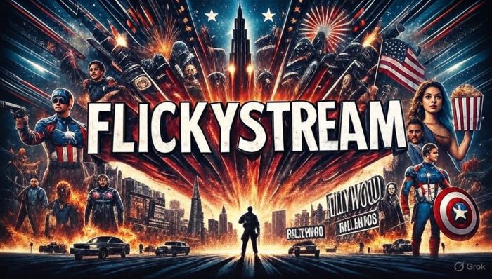 FlickyStream homepage banner showing free HD movie streaming without ads in 2025 – Watch top movies and TV series online